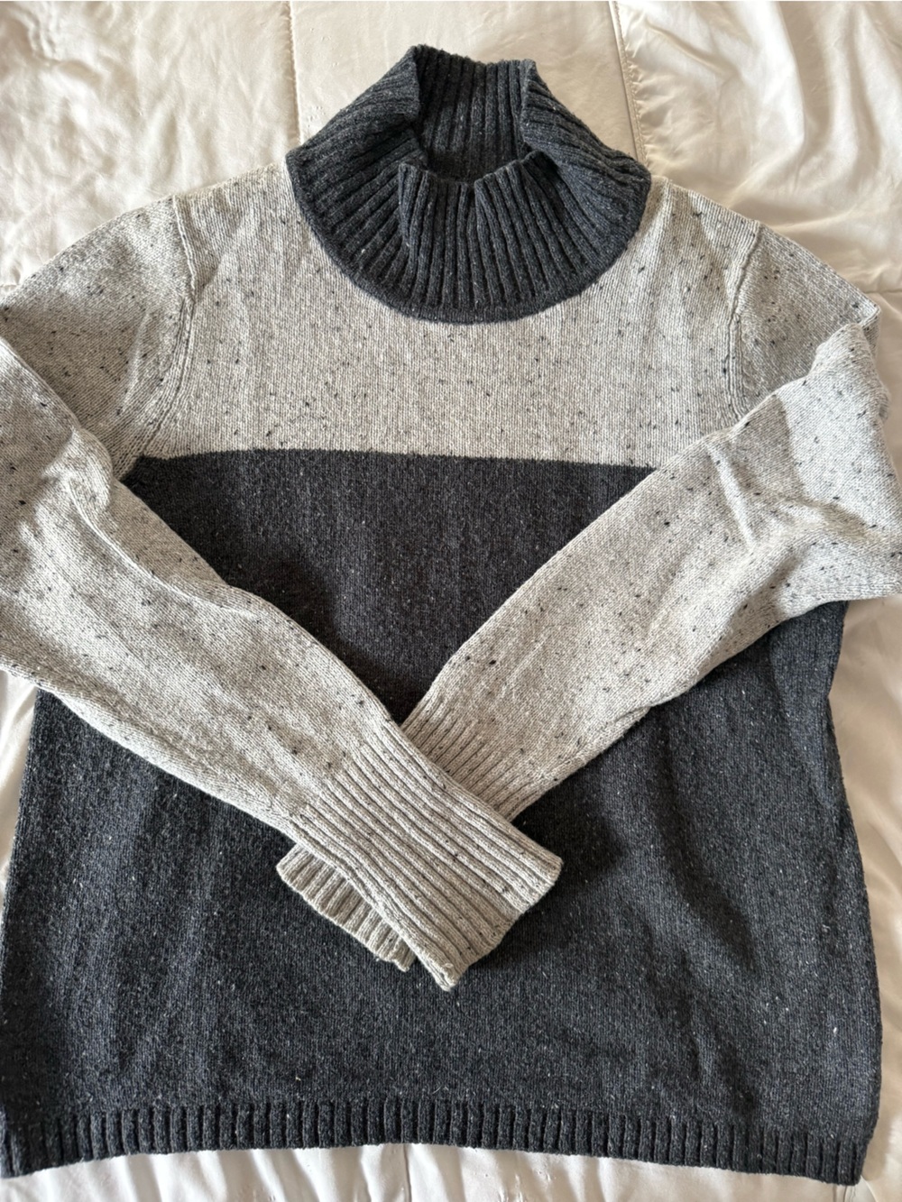 L.L. Bean Two-Tone Gray Turtleneck Sweater